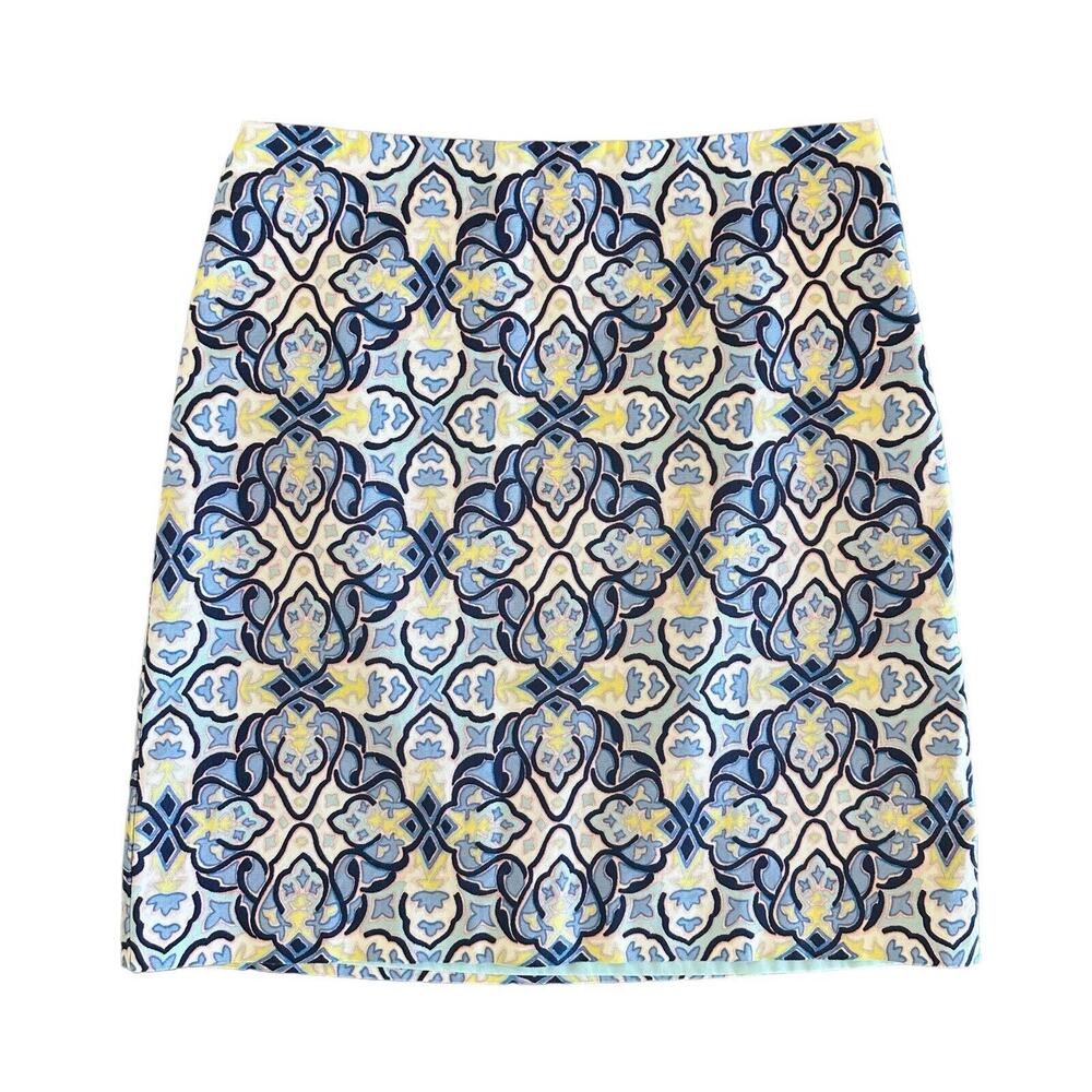 Talbots multicolor Geometric Print Pencil Skirt Floral Knee Length womens size 6
